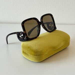 New! Gucci Tortoise Shell Sunglasses GG1326S 007, Authentic